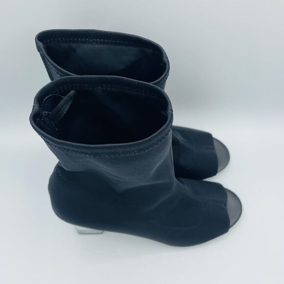 Parker & Sky Heels Womens Size 8 Black Boot Clear Heel Booties Stretch Open Toe - Picture 3 of 11